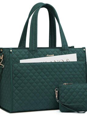 Laptop Tote Bag for Women,Canvas Work Tote Bag for Women with Clutch Purse,15.6